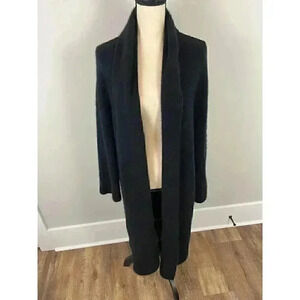 THE ROW Cashmere Silk Blend Cardigan Black Long Open Front Women's XL